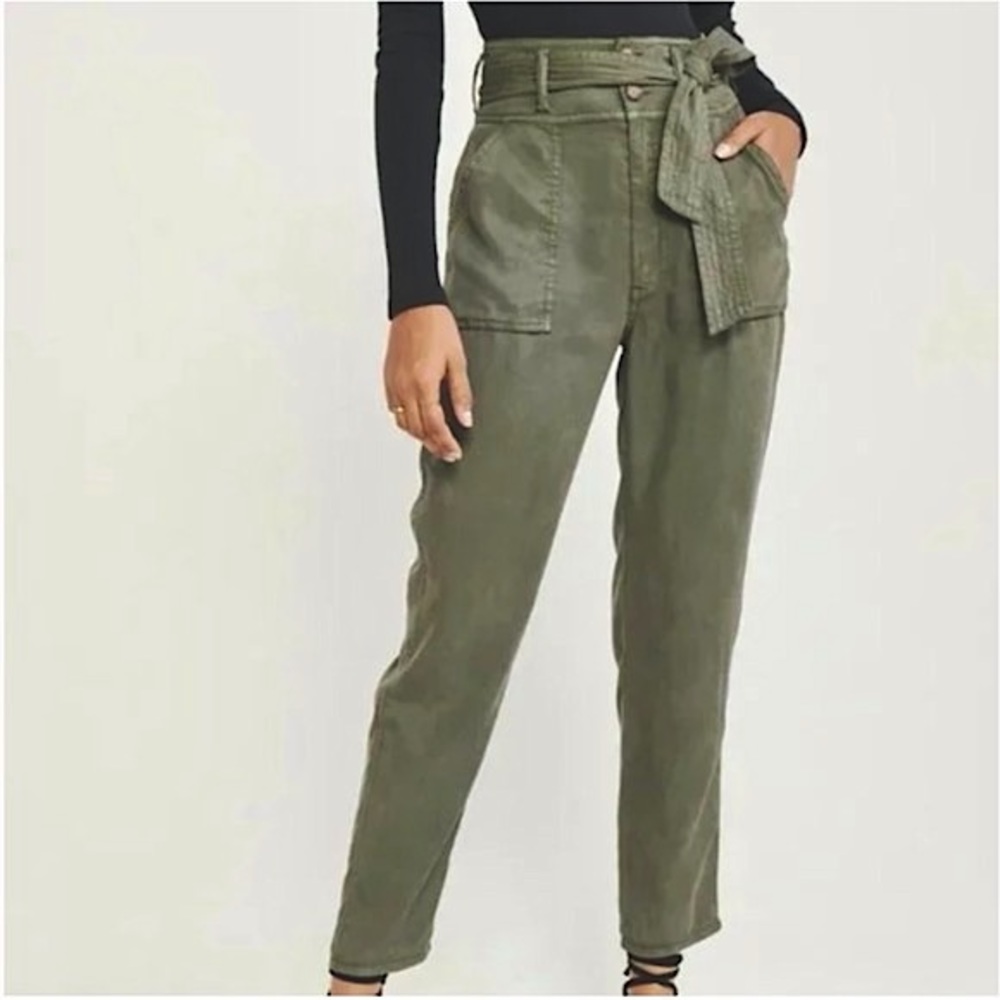 Abercrombie & Fitch Olive Green Tie Waist Belted Cargo Pant Size Small